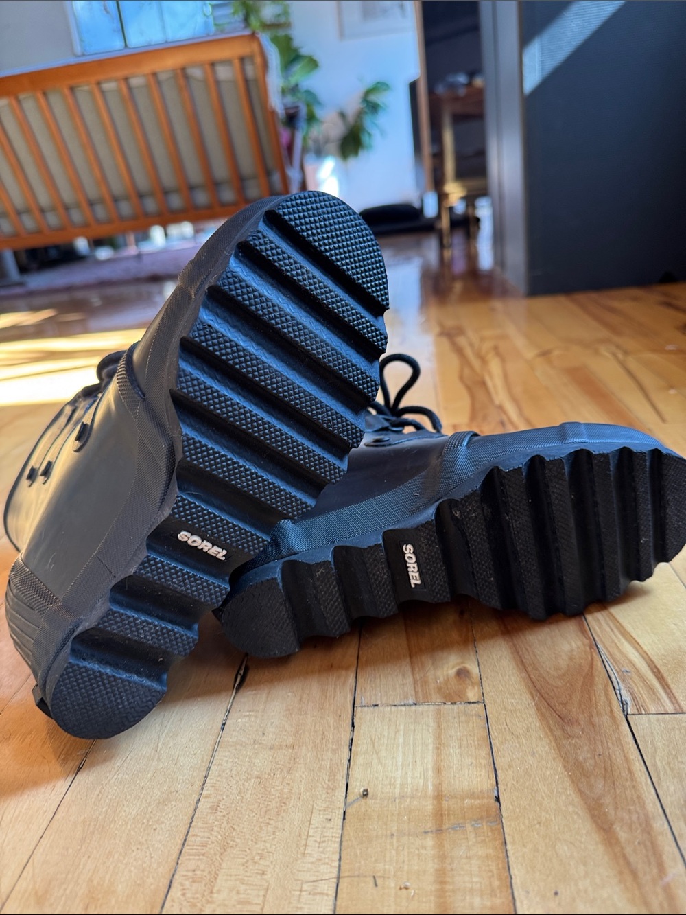 Sorel Black Lace-Up Rain Boots Like New - Picture 4 of 5